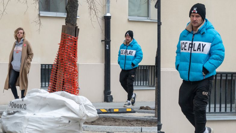 Piotr Stramowski i jego ukochana wychodzą z restauracji osobno