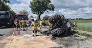 Wypadek w Rąbieżu. Pijany, z dożywotnim zakazem, ciągnikiem staranował osobówkę