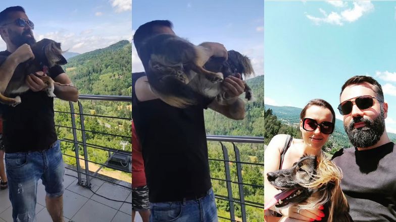 Karol Maciesz ze "Ślubu od pierwszego wejrzenia" udaje, że wyrzuca psa przez barierkę