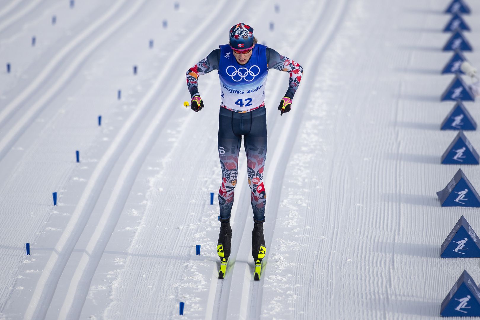 BEIJING, CHINA - February 11:  Johannes Hoesflot Klaebo of Norway in action in the Cross-Country Skiing Men's 15km Classic at Genting Snow Park during the Winter Olympic Games on February 11th, 2022 in Zhangjiakou, China.  (Photo by Tim Clayton/Corbis via Getty Images)