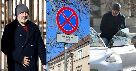 Jacek Kopczyński w słoneczną pogodę zaparkował elektrykiem na zakazie, wybierając wygodę (ZDJĘCIA)