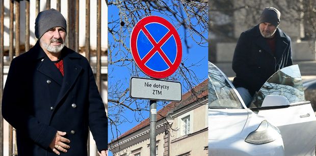 Jacek Kopczyński w słoneczną pogodę zaparkował elektrykiem na zakazie, wybierając wygodę (ZDJĘCIA)