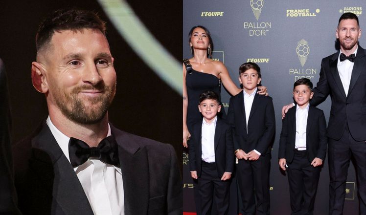  Lionel Messi z rodziną na gali Złotej Piłki