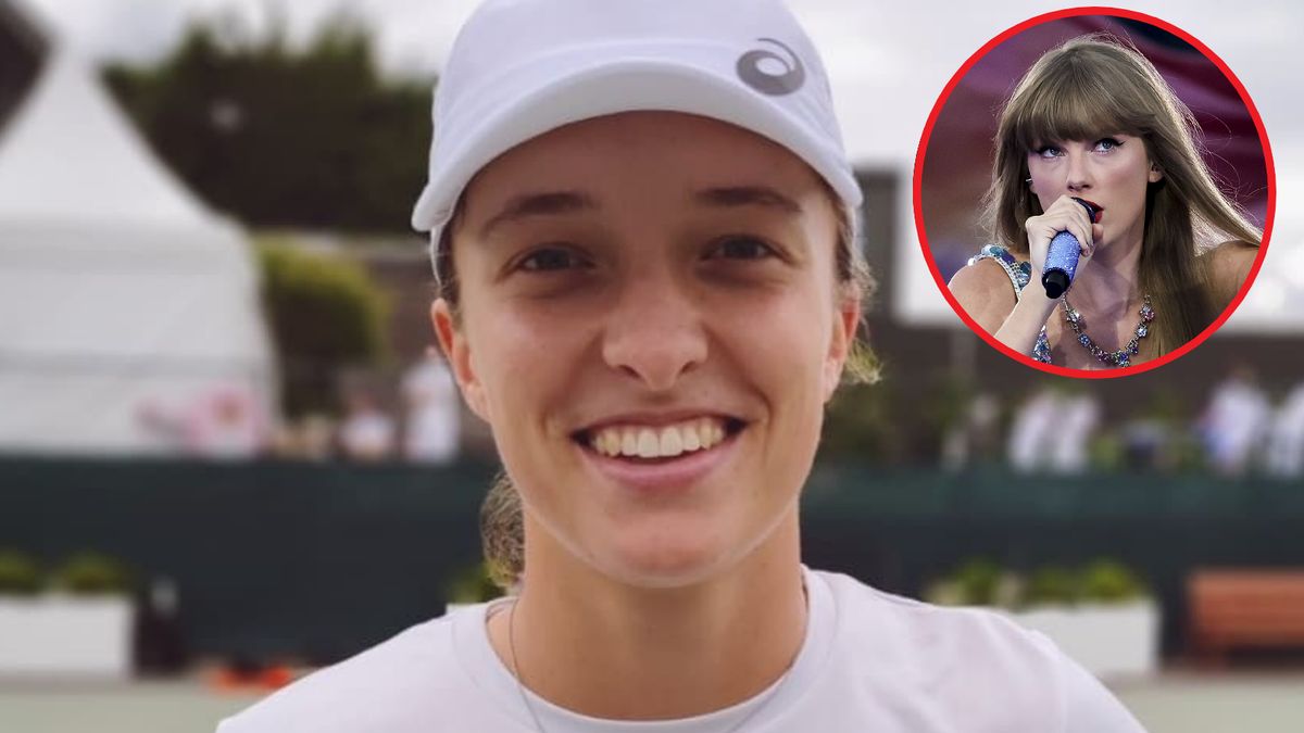 Na zdjęciu Iga Świątek. W ramce Taylor Swift.
