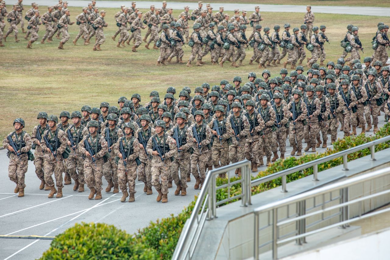 Within the military training area in the Inner Mongolia region in China, a mock-up representing the government district of Taiwan's capital was built. Illustrative photo.