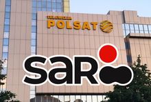 Logo SAR na tle siedziby Telewizji Polsat