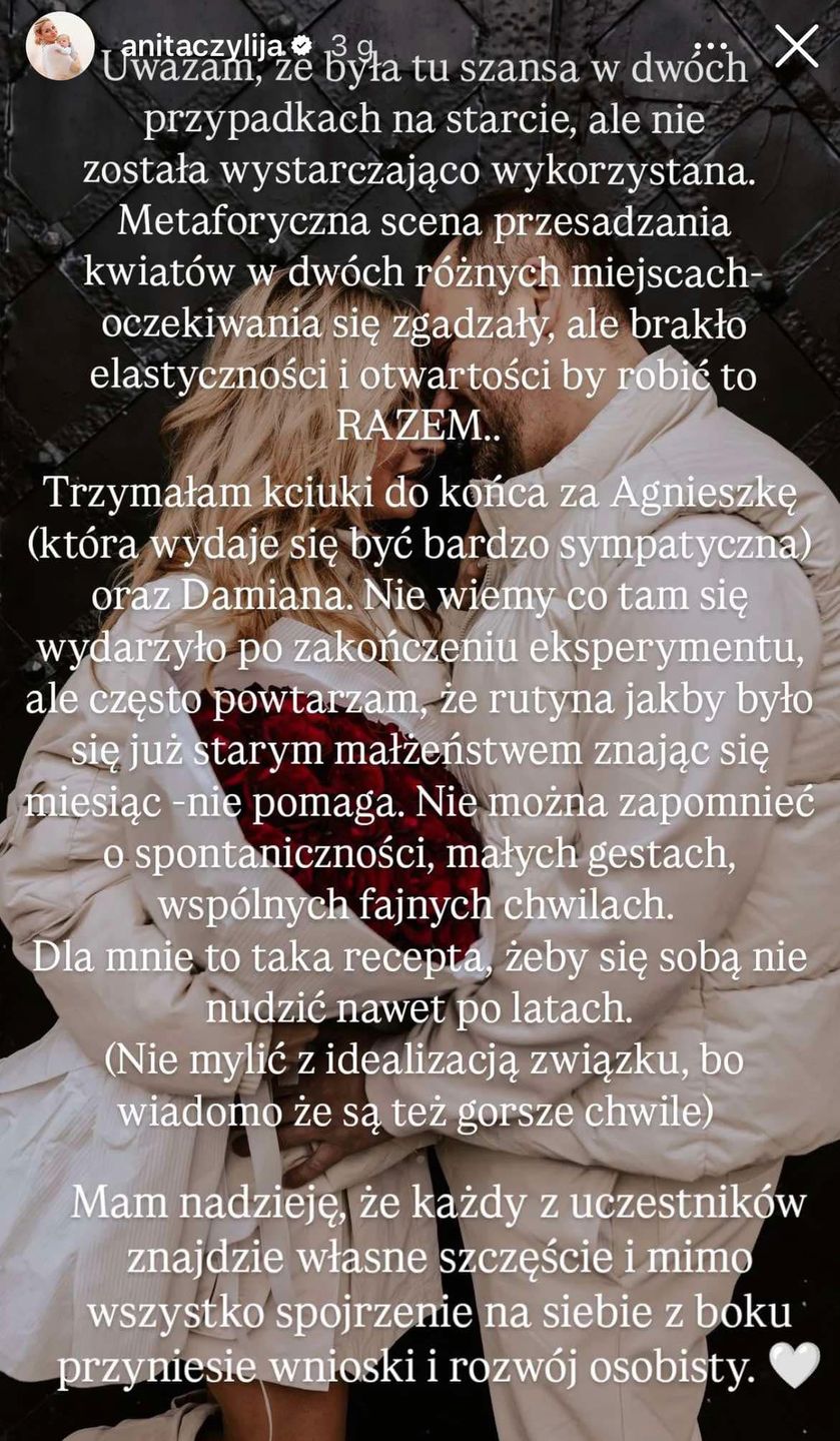 Anita ze "Ślubu od pierwszego wejrzenia"  komentuje finał show