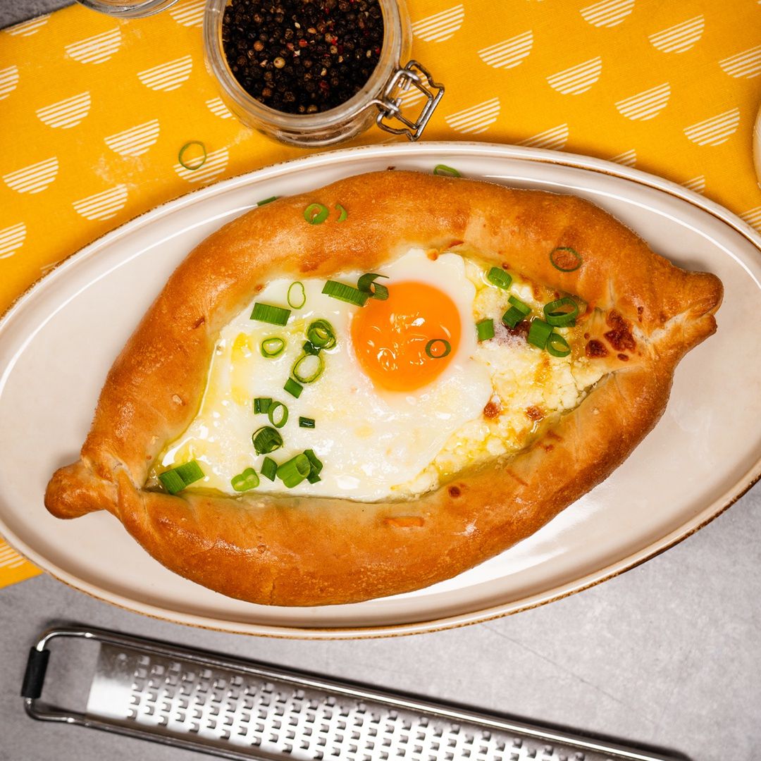 Khachapuri with cheese and egg