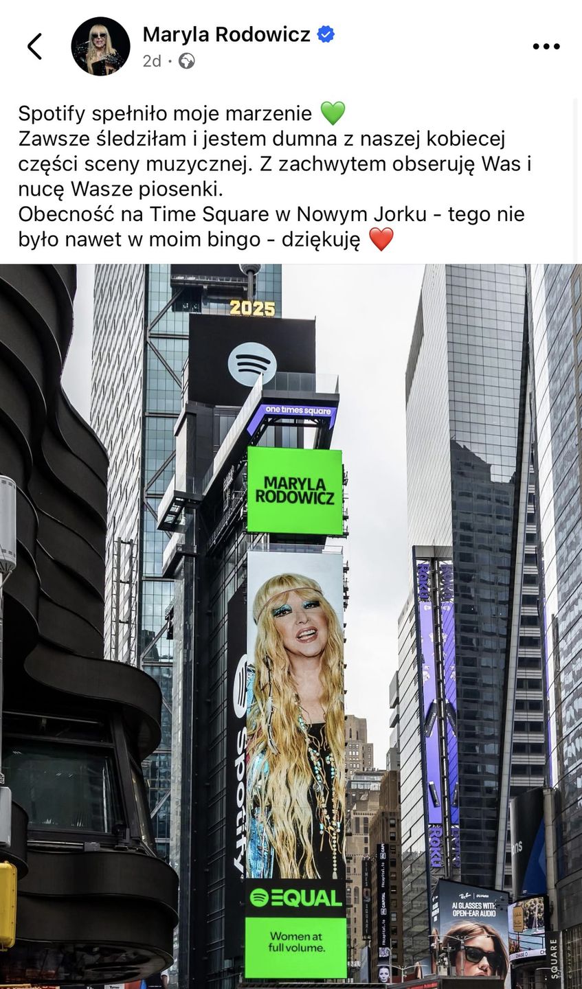 Maryla Rodowicz na Time Square
