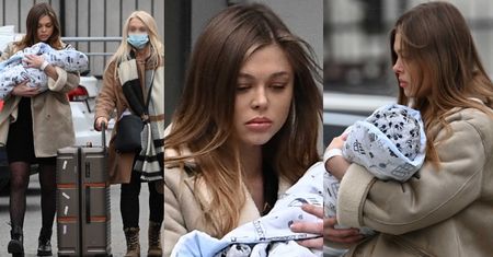 Smutna Joanna Opozda opuszcza szpital z dzieckiem na rękach BEZ ANTKA KRÓLIKOWSKIEGO (ZDJĘCIA)