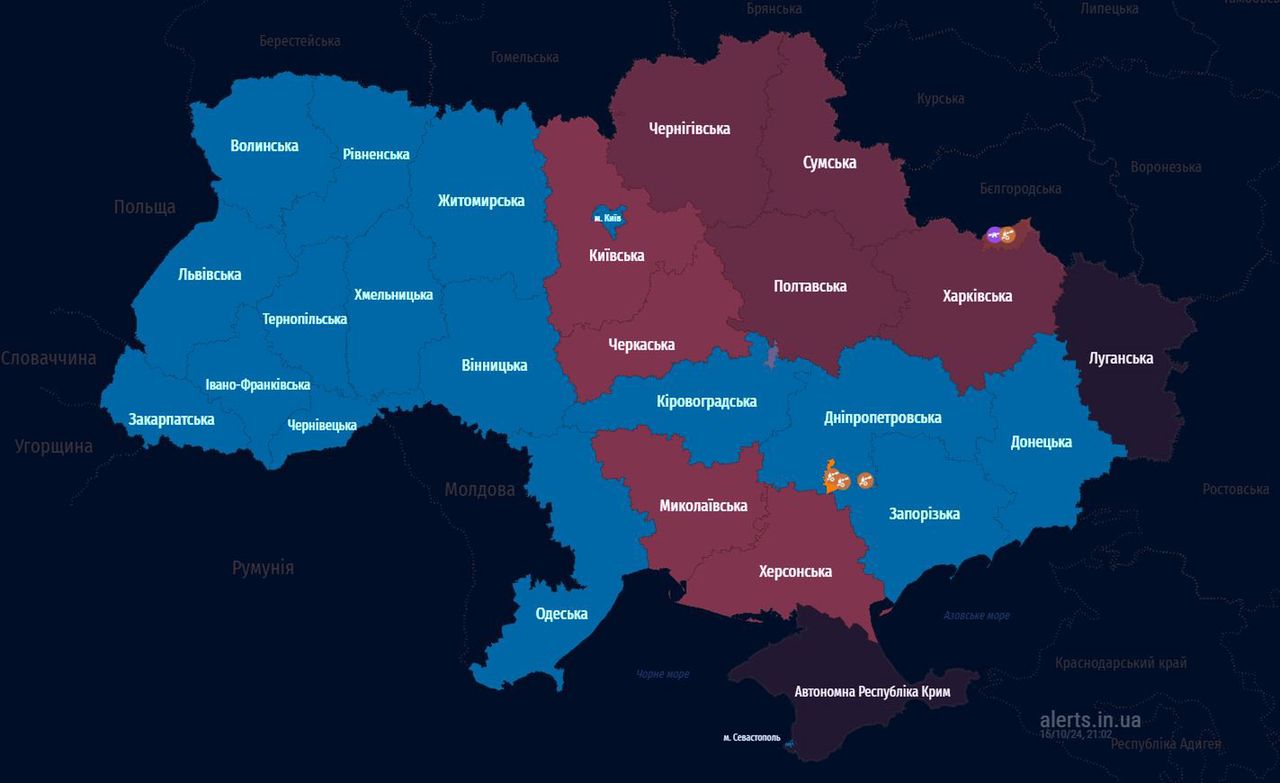 Alarmy przeciwlotnicze w Ukrainie