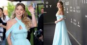 Sydney Sweeney zachwyca w błękitnej sukni z trenem na premierze filmu