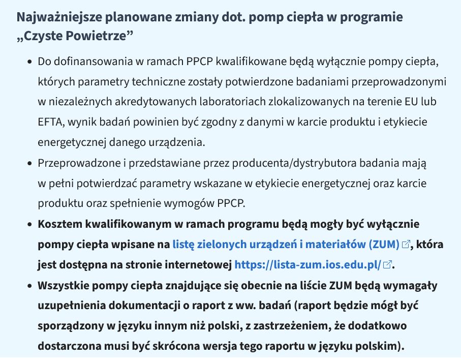 Zmiany w programie "Czyste Powietrze"