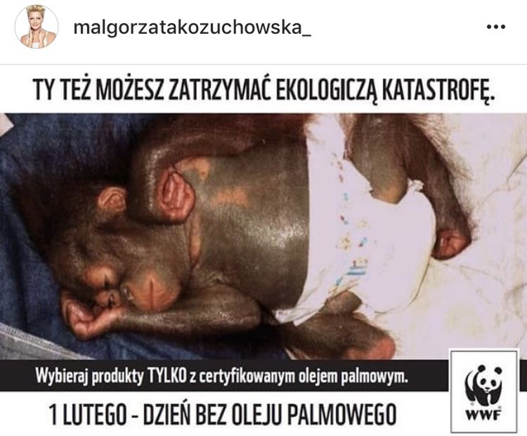 Małgorzata Kożuchowska - Dzień bez oleju palmowego, akcja WWF Polska
