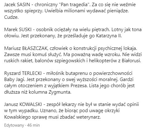 Krzysztof Skiba "diagnozuje" polityków PiS