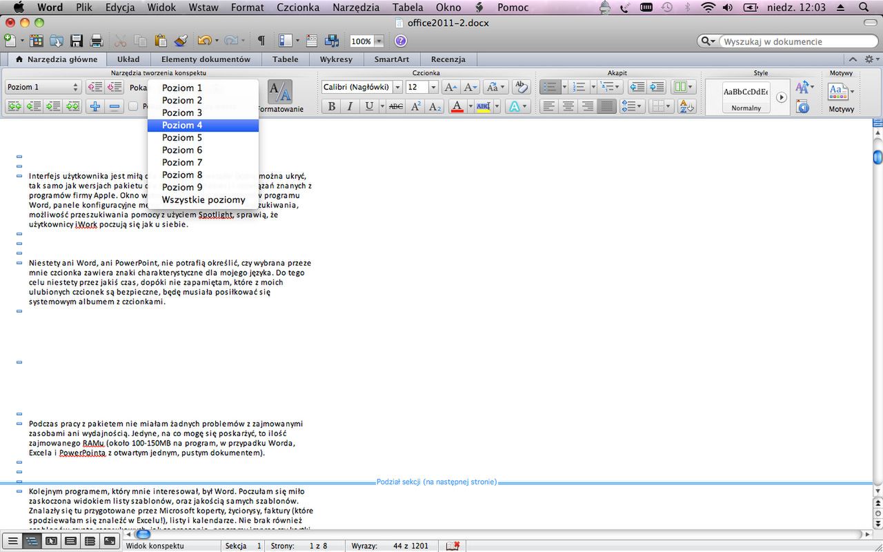Czytelny konspekt dokumentu