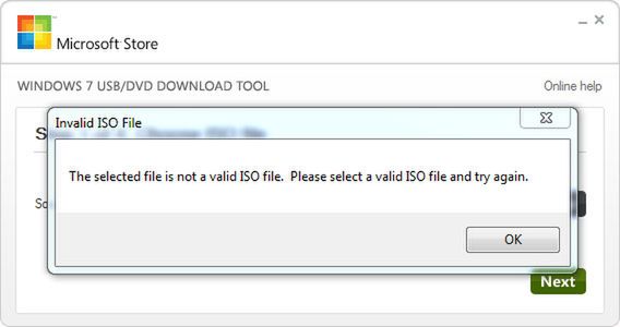 ...not a valid ISO file...