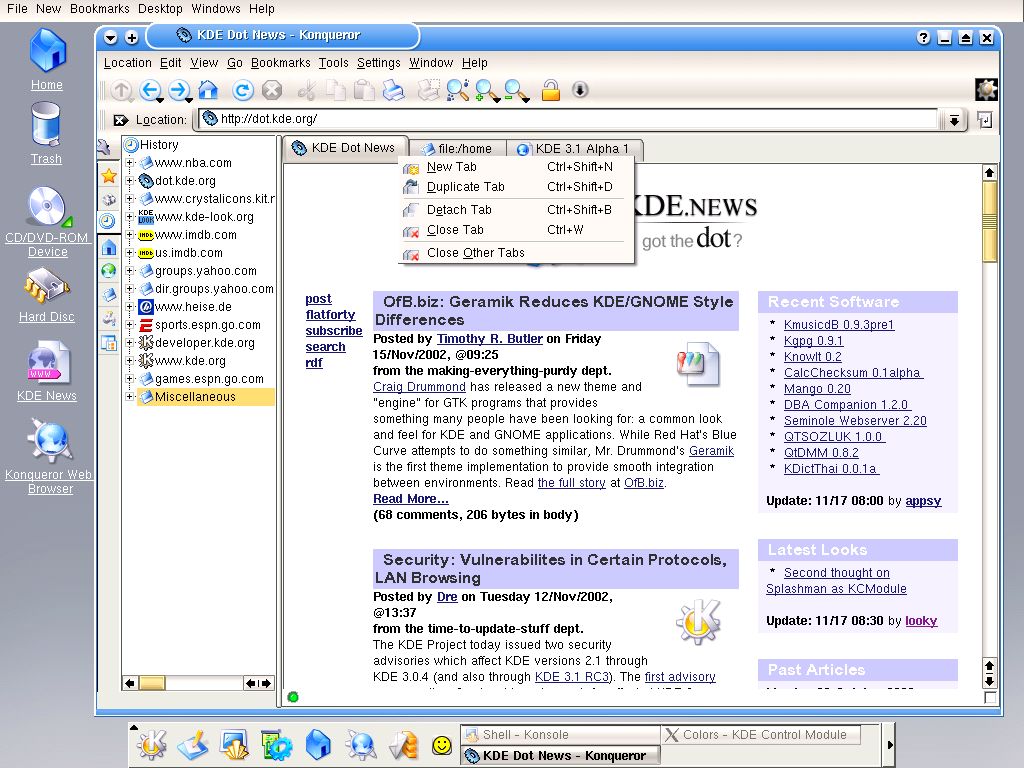 Stara, ale jara wersja KDE 3 z nieco zmienionym wyglądem.