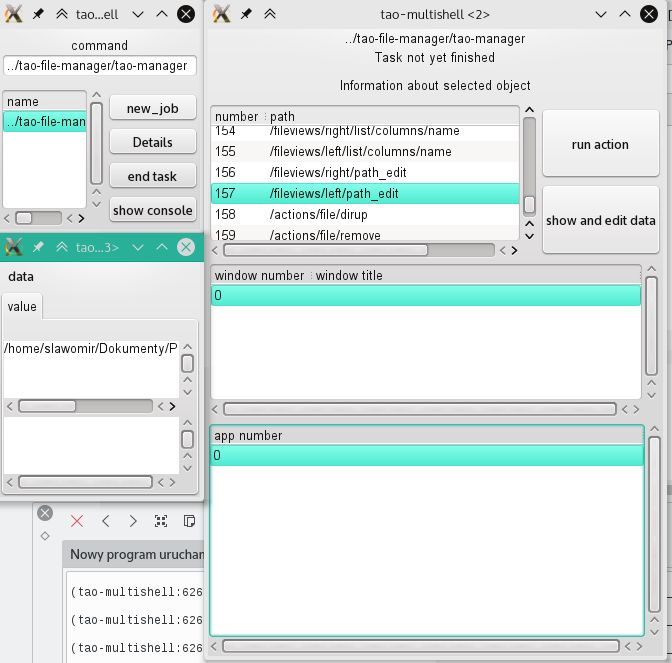 Tao-multishell pozwala dodatkowo na komunikację z aplikacjami napisanymi w libgreattao