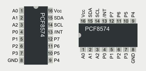 Schemat pinów PCF8574
