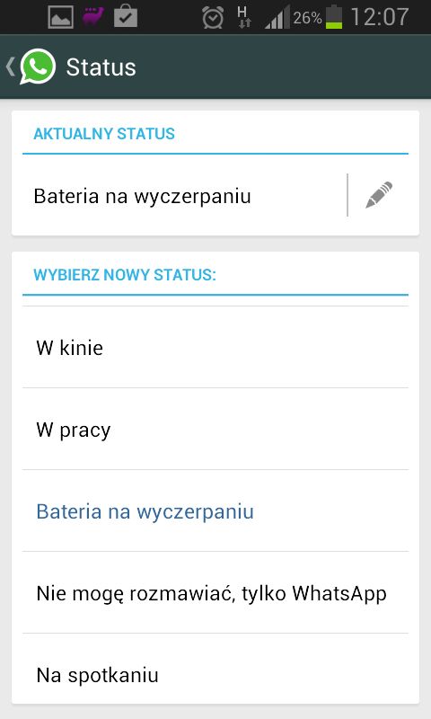 Istnieje możliwość ustawienia statusu jak np. na gg.