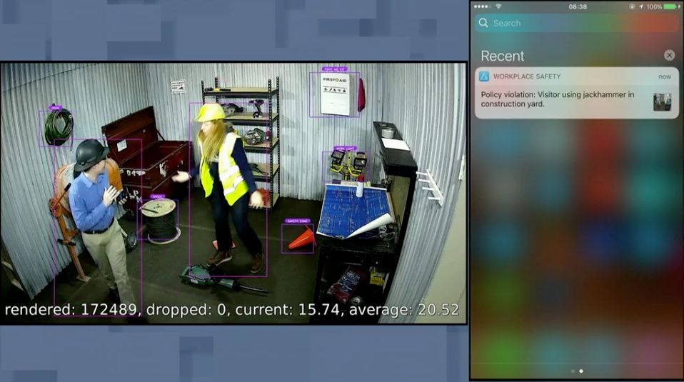 Przykład automatycznego rozpoznania naruszenia polityki bezpieczeństwa – nieprzeszkolony pracownik chwyta za narzędzie, a Azure wysyła SMS-a do kogoś rozsądniejszego