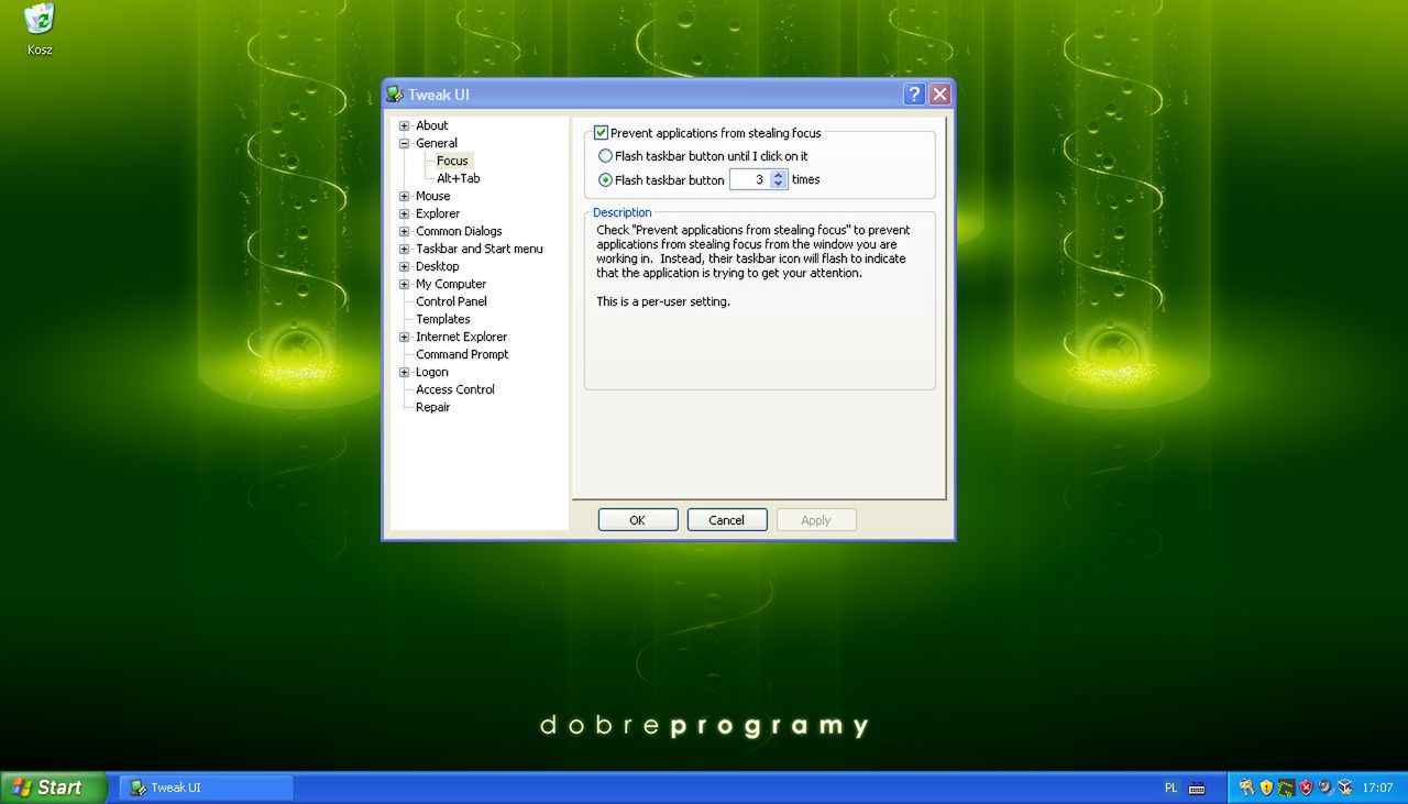 Tweak UI - ogólne ustawienia