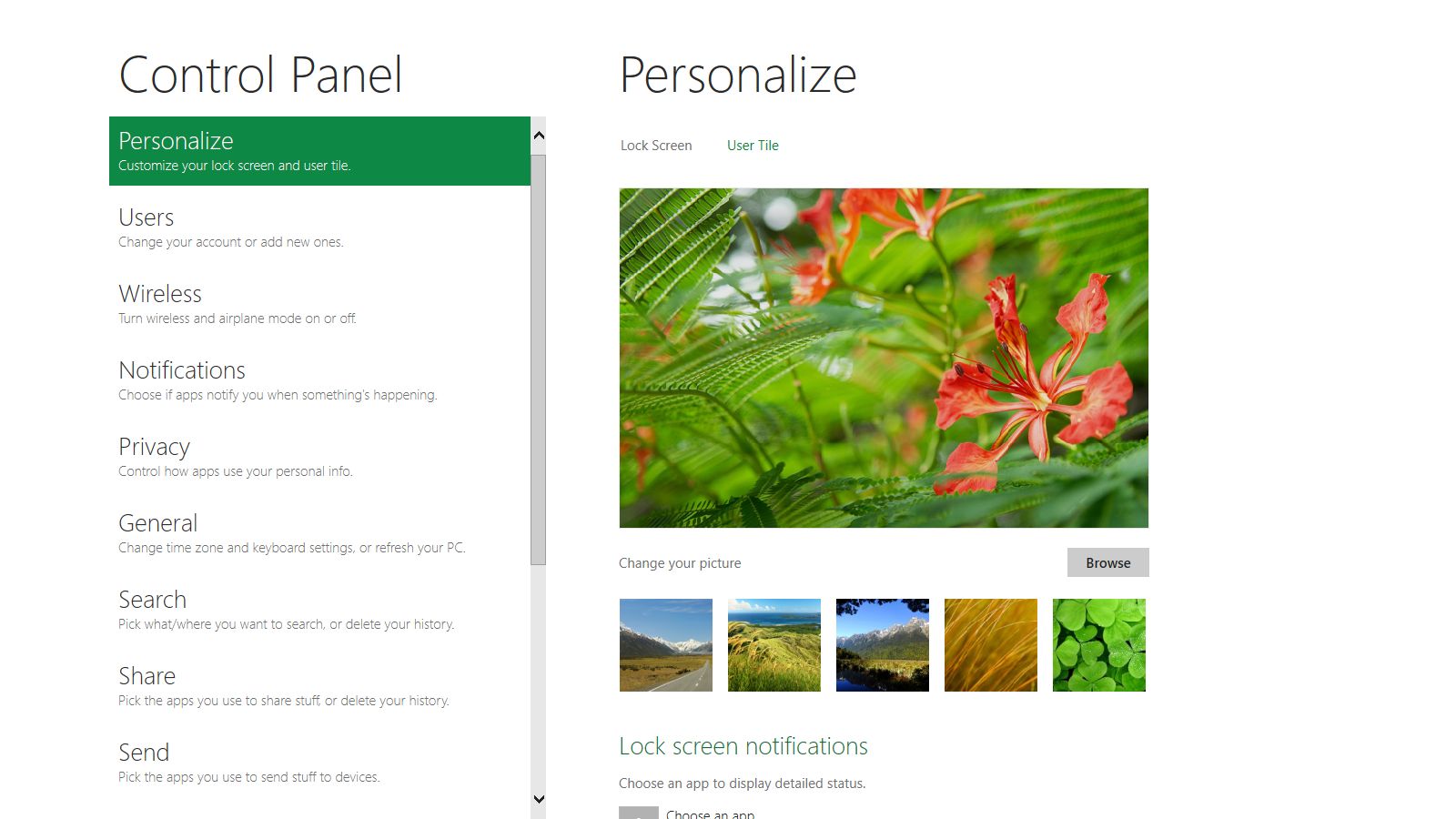 Wybór tapety pulpitu i ekranu blokady