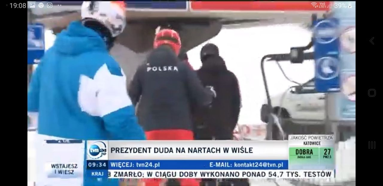 Andrzej Duda na nartach - screnn TVN