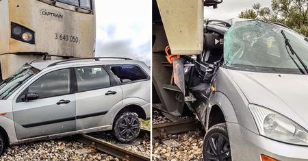 Auto zgasło mu na torach. Po chwili uderzył w nie pociąg