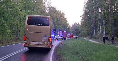 Wypadek na DW 180. Seat wylądował w rowie