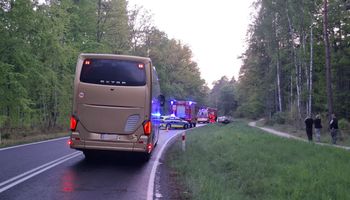 Wypadek na DW 180. Seat wylądował w rowie