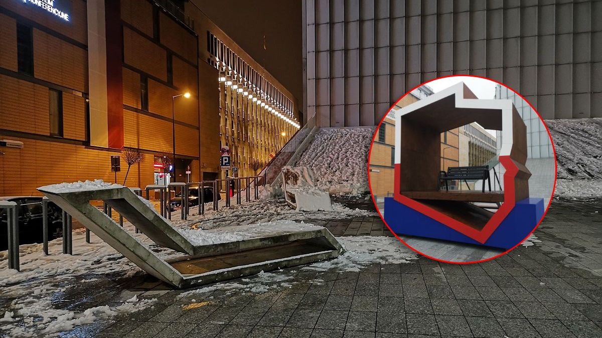 Ławka patriotyczna zniknęła z placu Teatralnego przed CSK