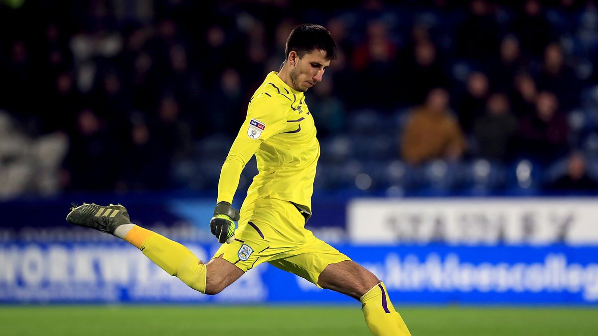 Huddersfield Town goalkeeper Kamil Grabara during the Sky Bet Championship match at John Smith's Stadium, Huddersfield (Photo by Mike Egerton/PA Images via Getty Images)