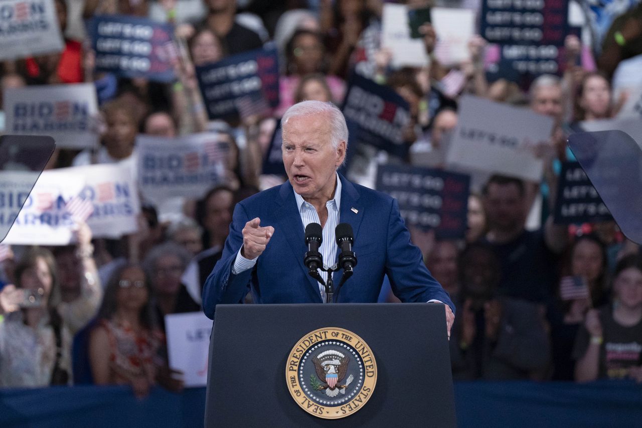 President Biden during a rally in North Carolina on Saturday