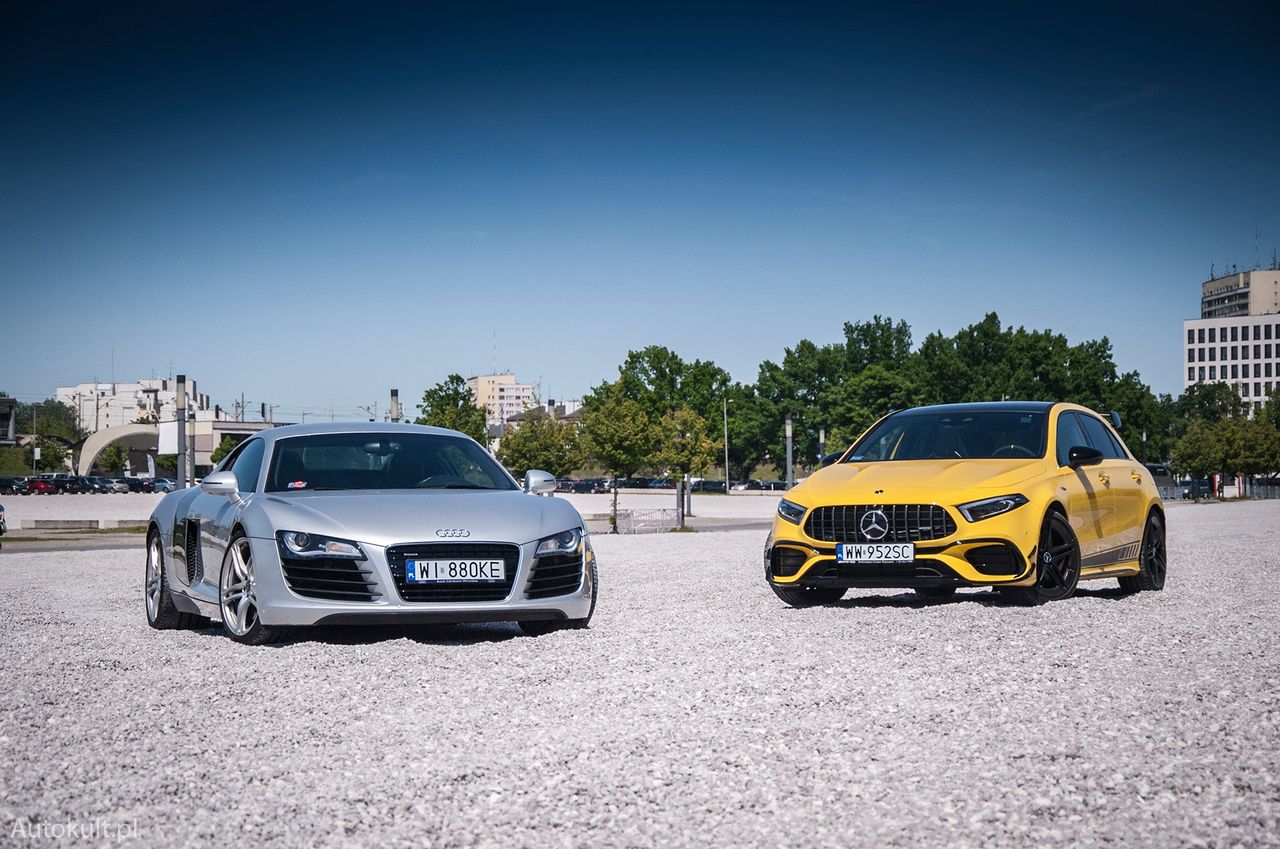 Audi R8 (2007) vs Mercedes-AMG A45 (2020) (fot. Mateusz Żuchowski)