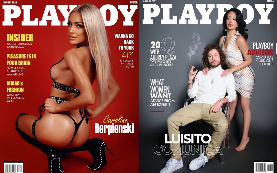 Po lewej: okładka z Derpienski. Po prawej: prawdziwa okładka "Playboya"