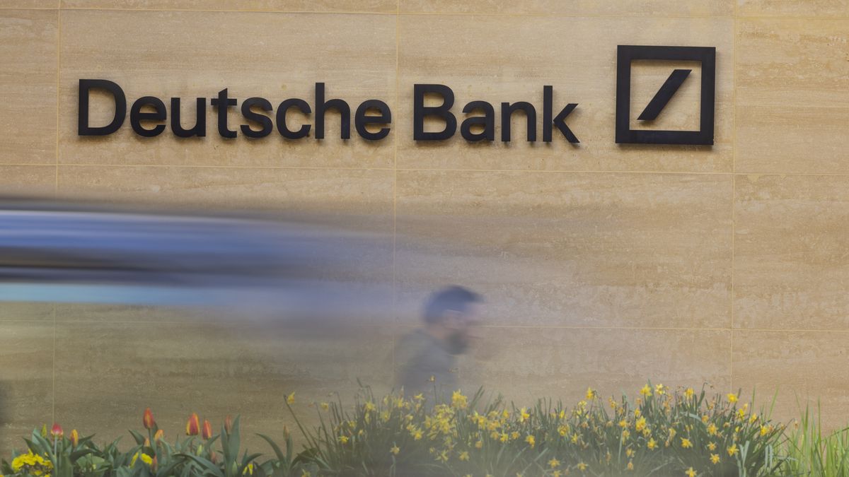 The Deutsche Bank AG logo on Winchester House, their offices in London, UK, on Monday, March 27, 2023. Malaysian construction firm Gamuda Bhd. has bought Deutsche Bank AGs soon-to-be-vacated London office for £257 million ($315 million) in one of the Citys biggest property deals this year. Photographer: Jason Alden/Bloomberg via Getty Images