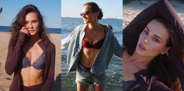Zmysłowa Natalia Szroeder pręży się na plaży w bieliźnie. Petarda? (ZDJĘCIA)