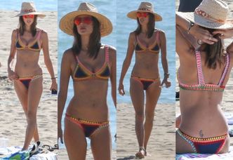 Alessandra Ambrosio w bikini na plaży w Malibu. Seksowna? (ZDJĘCIA)