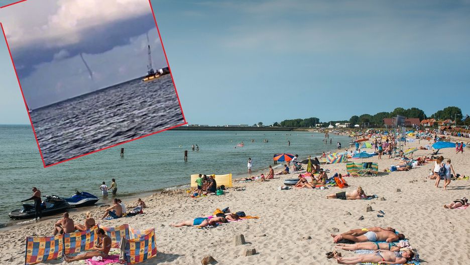 Trąba wodna nad Bałtykiem. Turyści uciekali z plaży na Helu