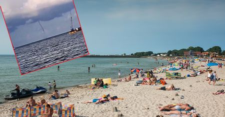 Potężna trąba wodna nad Bałtykiem. Turyści uciekali z plaży na Półwyspie Helskim