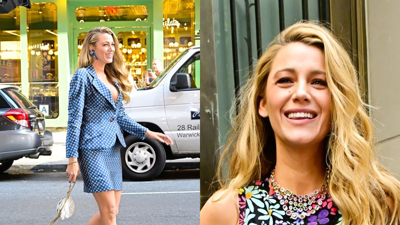 Blake Lively CZARUJE w Nowym Jorku w aż dwóch stylizacjach: komplet z GŁĘBOKIM dekoltem i kwiecista sukienka. Ikona mody? (ZDJĘCIA)