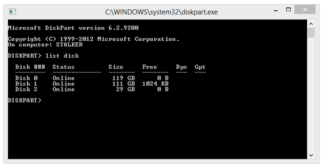 list disk