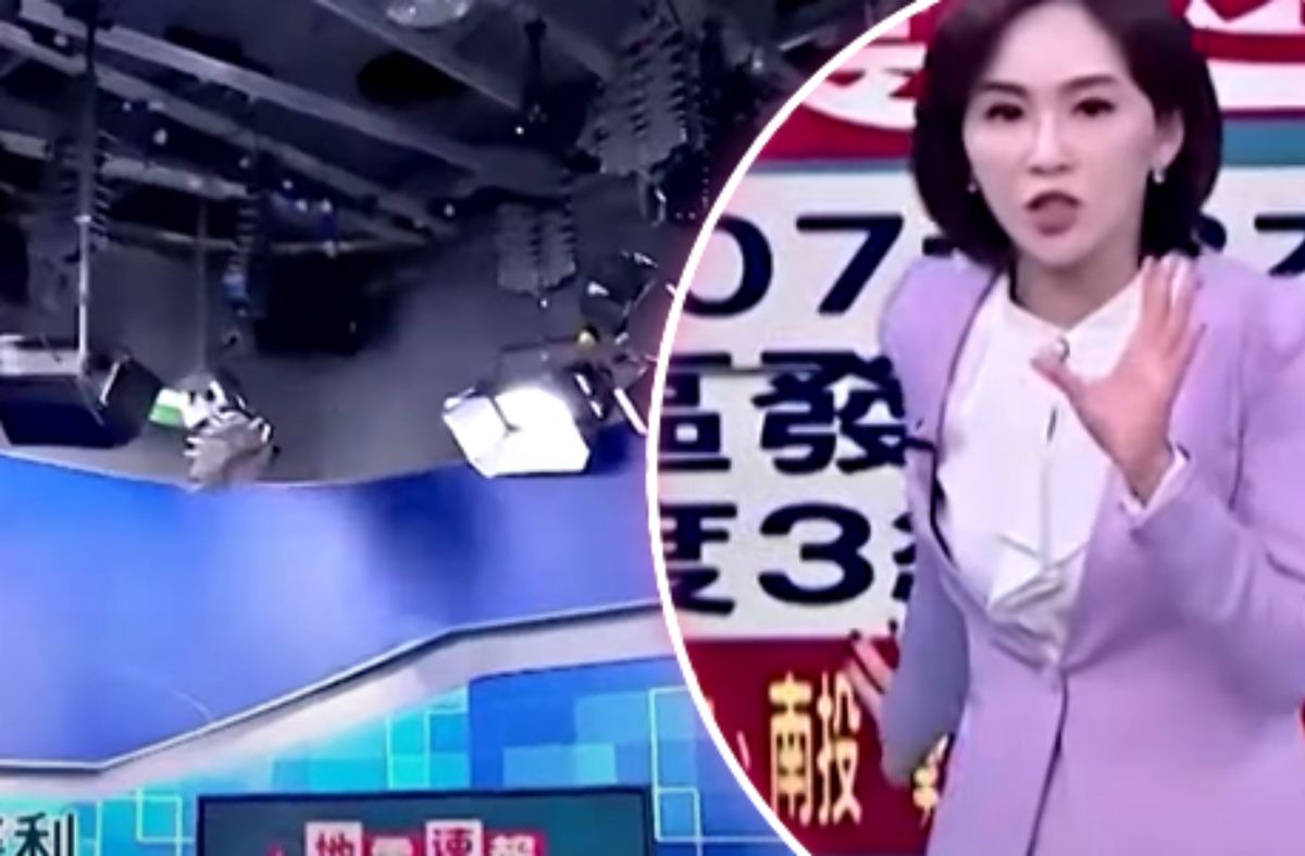 Trzęsienie ziemi w Tajwanie - dziennikarka nie przerwała programu na żywo