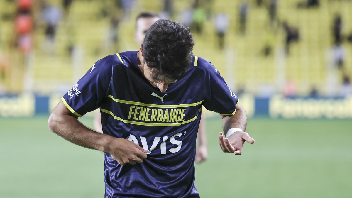 ISTANBUL, TURKEY - AUGUST 19: Muhammed Gumuskaya of Fenerbahce celebrates after scoring a goal during UEFA Europa League play-off soccer match between Fenerbahce and HJK Helsinki at Ulker Stadium in Istanbul, Turkey on August 19, 2021. (Photo by Serhat Cagdas/Anadolu Agency via Getty Images)