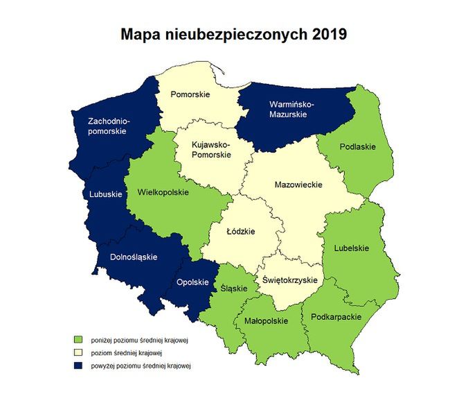 Zachód przoduje - mapa pojazdów bez OC z podziałem na województwa