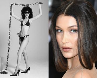 Bella Hadid w bikini pozuje z łańcuchem