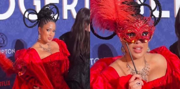 Patricia Kazadi uzbrojona w czerwoną kreację i XIX-wieczną biżuterię bryluje na "bridgertonowym balu" w Bukareszcie (FOTO)