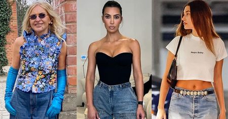 Gwiazdy masowo rezygnują z rurek. W jeansach "wide leg" chodzi Kardashian, Pisarek, Mucha… (DUŻO ZDJĘĆ)